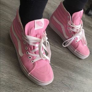 Pink & white high top Vans
